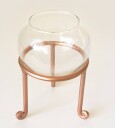 Telysholder glassbolle på bronse/metall stativ