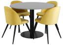 Venture Design Razzia & Velvet spisegruppe Grå/gul 4 st stoler & bord 106 cm
