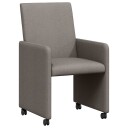  Spisebordsstoler med hjul 2 pcs Gråbrun 57 x 66 x 94 cm stoff
