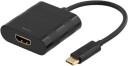 Deltaco Usb-C Til Hdmi Adapter, Ultra Hd, Forgylte Kontakter, Svart
