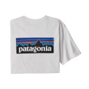 Patagonia P-6 Logo T-skjorte Herre Hvit L – Resirkulert Materiale