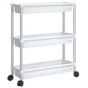 Oppbevaringsvogn med 3 etasjer sølv og hvit aluminium 344380