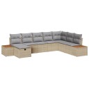  8-dels hagesofa sett med puter beige poly rotting