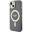 Guess Hardcase til iPhone 14 Plus / 15 Plus 6.7" Svart med Glitter Gold og MagSafe