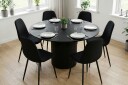 Kopparbo spisegruppe rund 130 cm svart med 6 Nibe spisestoler   Svart