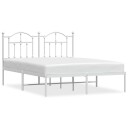 vidaXL Sengeramme i metall med hodegavl hvit 140x190 cm