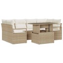 vidaXL Hagesofa Set 7 stk. Beige Poly rattan