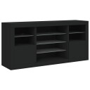vidaXL Skjenk med LED-lys svart 142,5x37x67 cm