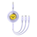 Baseus Charging Cable 3w1  USB to USB-C USB-M Lightning 3.5A 1.1m (purple)
