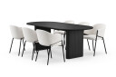 Bark Noira Ovalt Spisebord 220 cm med 6 Filip Spisestoler   Svart / Hvit Bouclé