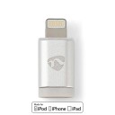 Nedis Lightning Adapter Apple 8 pinners USB Micro b Hun Gull Belagt Rund Aluminium