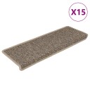 vidaXL Selvklebende trappematter sisal 15 stk 65x25 cm mørk beige