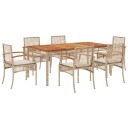  Hagespisegruppe med puter 7 deler polyrotting beige 3213582