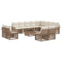 vidaXL Hagesofa Set 13 stk. Beige og kremhvitt polyrotting
