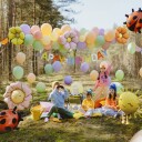 Partydeco Folieballong Blomst med Ben Beige FB273-013J