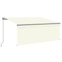 vidaXL Manuell uttrekkbar markise rullegardin&LED 3,5x2,5 m kremhvit