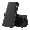 Hurtel Eco Skinn View Deksel med Stativ til Samsung Galaxy S25+ Svart