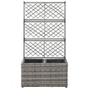 vidaXL Høybed med espalier 2 potter 58x30x107 cm polyrotting grå