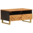 vidaXL Salongbord brun og svart 80x54x40 cm heltre furu