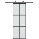 vidaXL Skyvedør svart 76x205 cm herdet glass og aluminium