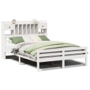  Seng med bokhylle uten madrass hvit 140x200 cm heltre furu 8721158610515