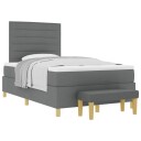  Box Spring Seng med Madrass & Benk Mørkegrå 120x190 cm Stoff