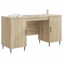vidaXL Skrivebord med dør Sonoma eik 142,5 x 50 x 75 cm Konstruert tre