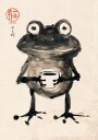 Zen Frog with Tea Japanese Ink Art Plakat Plakat / 70x100cm
