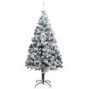 vidaXL Kunstig juletre med flokket snø grønn 210 cm PVC