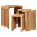  hage stablingssett av bord 3 stk massivt tre teak