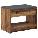 vidaXL Gangbenk med pute med hylle Gammelt tre 63 x 38 x 45 cm