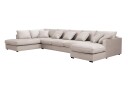 Rossita Lyx 6 seters høyrevendt U formet ekstra dyp sofa med divan og sjeselong i fløyel   Beige