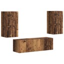  TV vegghyllesett Veggmontert 4 pcs Gammelt tre Konstruert tre