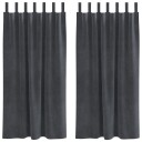  Gardiner med gardiner 2 pcs Lysegrå 140 x 175 cm Fløyel