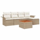  6 Delt Hage Sofa Set med Puter Beige Poly Rotting Akasietre