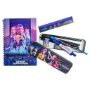 Euromic Kpop Demon Hunters Skrivesæt,A5 Notesbog,Metal Penalhus Purple ONE SIZE