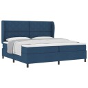  Box Spring Seng med Madrass   Blå 200x200 cm Stoff