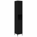 vidaXL Baderomsskap Svart 31,5 x 33 x 190 cm Konstruert tre, Metall