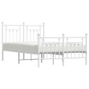 vidaXL Sengeramme i metall med hode- og fotgavl hvit 135x190 cm 8720845883836