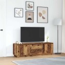 TV benk med LED lys gammelt tre 160,5x41x50 cm