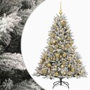 vidaXL Kunstig juletre med julekuler 150 cm 150 LED-lys Varmhvit