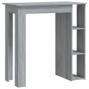 vidaXL Barbord med hylle grå sonoma eik 102x50x103,5 cm sponplate