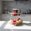 2 etasjes firkantet fruktskål – trådkurvdesign