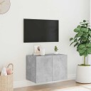 vidaXL Vegghengt TV-benk med LED-lys betonggrå 60x35x41 cm 8721012258921