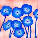 Indigo Blooms Plakat Plakat / 40x40cm