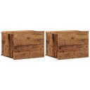  Veggmonterte nattbord 2 stk gammelt tre 40x32x30 cm 8721158554529
