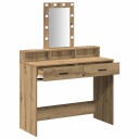  Sminkebord med LED lamper Artisan Eik 100x41x140 cm