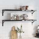 Vegghyller 2 stk 100x23,5x3 cm svart rustfritt stål