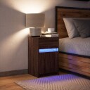  Nattbord med LED brun eik konstruert tre 8721102965753
