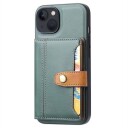 iPhone 15 Retro Style Deksel med Lommebok Grønn